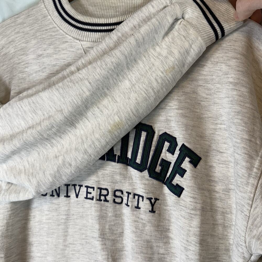 VTG University Cambridge Ringer Sweatshirt Crew RARE Academia SIZE SMALL 80s 90s - Picture 9 of 15